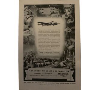 Vintage 1939 Lockheed Aircraft Corporation Ad Advertisement